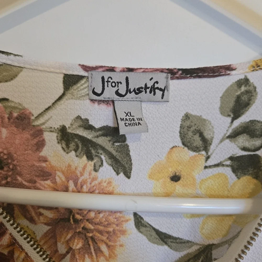 NWT J Is For Justify‎ Dress Womans XL Floral Zipper Mini Feminine Drawstring